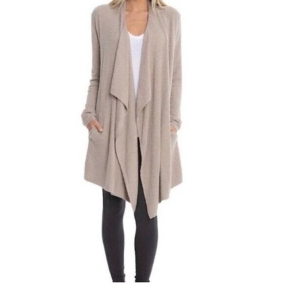 Barefoot Dreams Bamboo Chic Lite Long Calypso Wrap Cardigan in Taupe - Picture 1 of 4